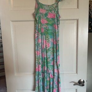 Lilly Pulitzer Pink and Green Tropical Dress